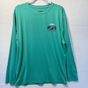 Hang Ten Surf Shirt Long Sleeve Men's Size XL Teal UV Protection/UPF 50+